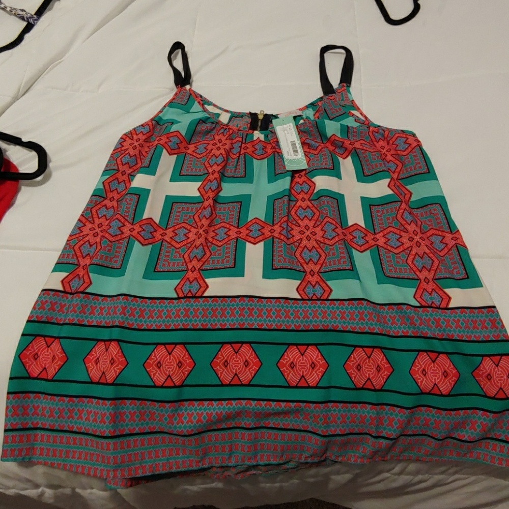 Multi colored tank top zip